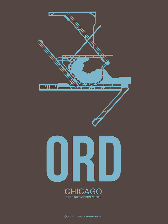 Chicago Digital Art - ORD Chicago Airport Poster 2 by Naxart Studio
