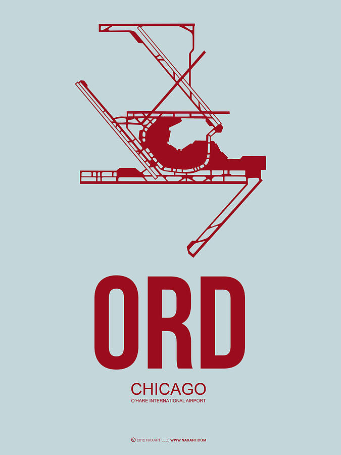 Chicago Digital Art - ORD Chicago Airport Poster 3 by Naxart Studio