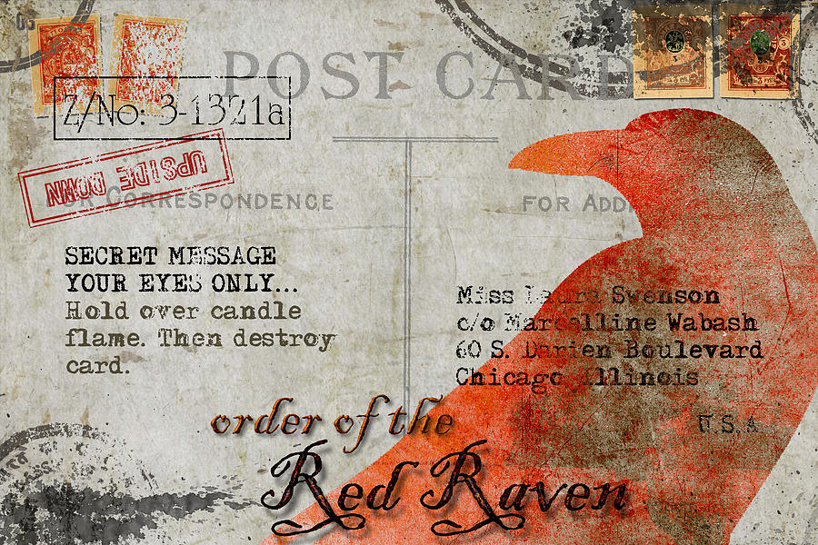 Raven Photograph - Order of the Red Raven Faux Poste by Carol Leigh