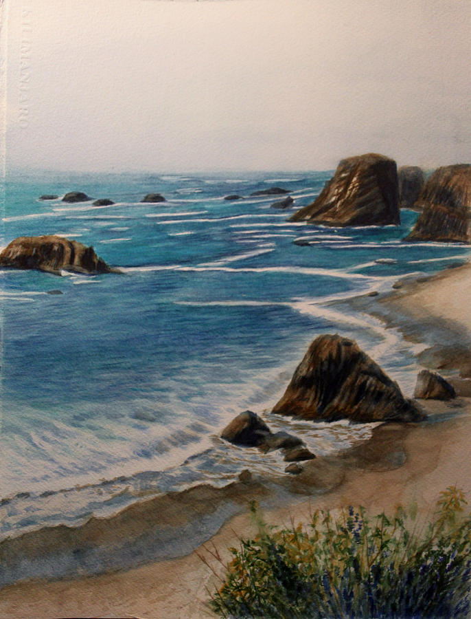 Beach Painting - Oregon Coast by Carol Oberg Riley