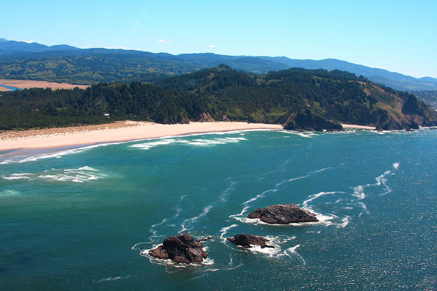 Helicopter Photograph - Oregon Coast from the air. by John McManus