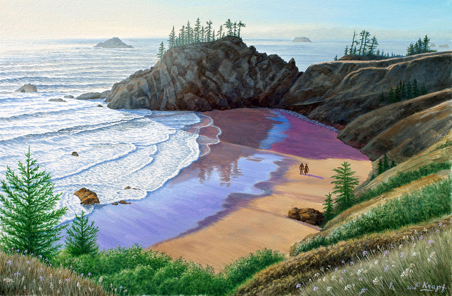 Beach Painting - Oregon Coast-Little Cove by Paul Krapf