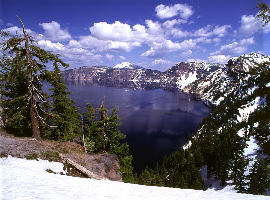 Winter Photograph - Oregon Crater Lake  by Anonymous