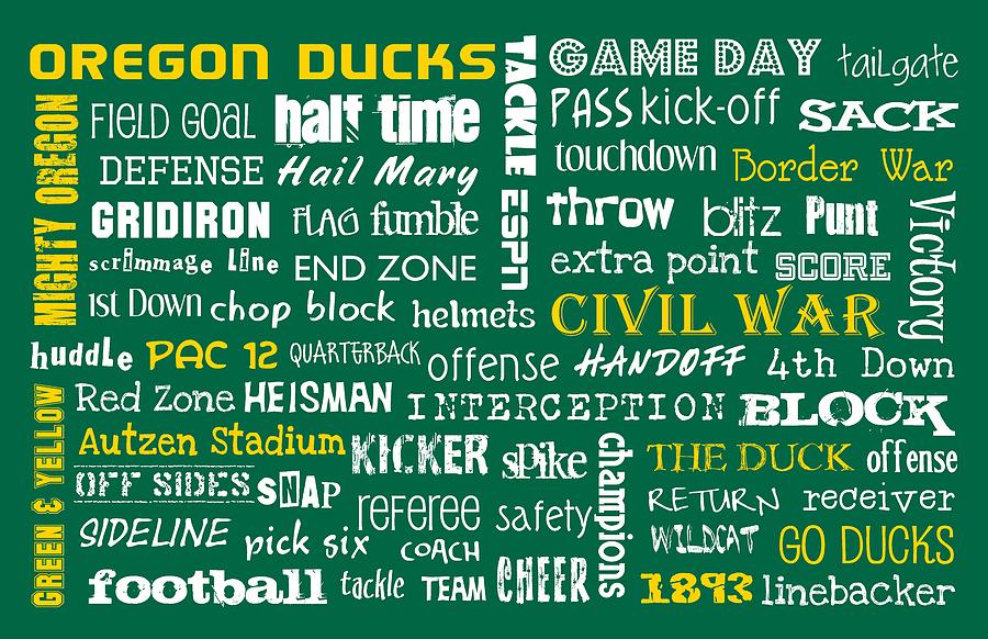 Football Digital Art - Oregon Ducks by Jaime Friedman