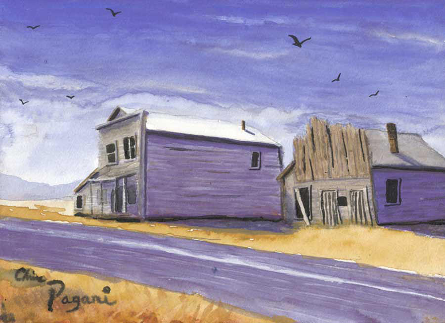 Oregon Ghost Town Watercolor Painting by Chriss Pagani