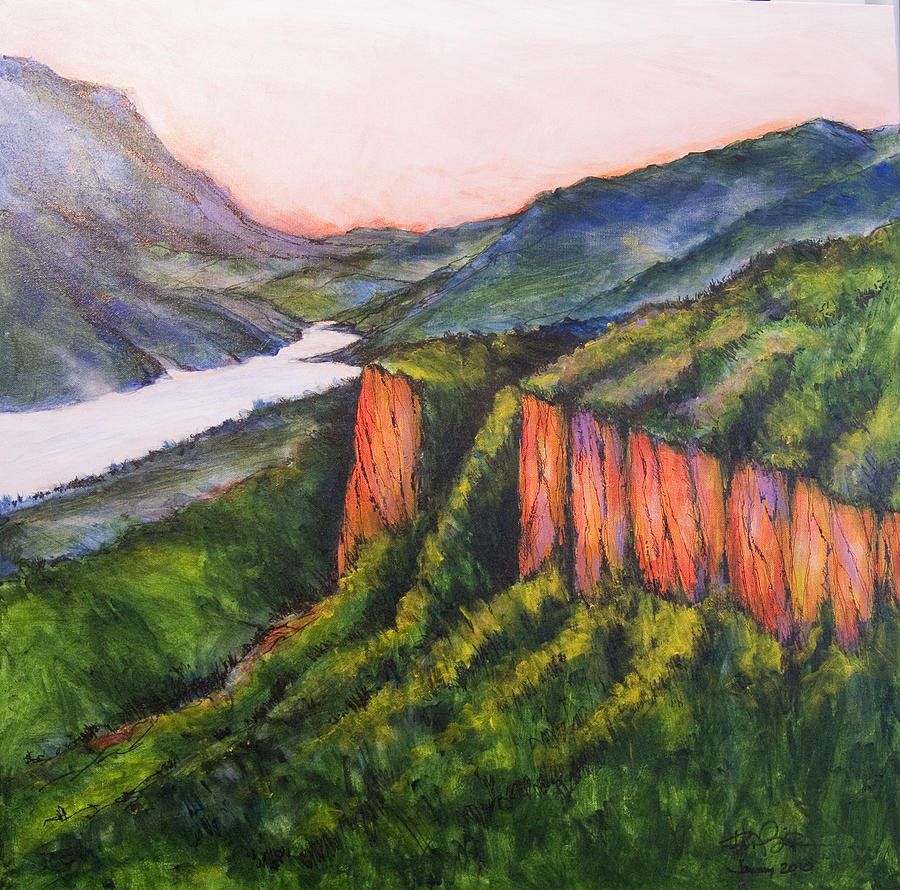 Oregon Mountains at Sunset Painting by Robert Birkenes