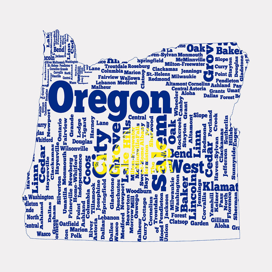Oregon State Flag Word Cloud Digital Art by Brian Reaves