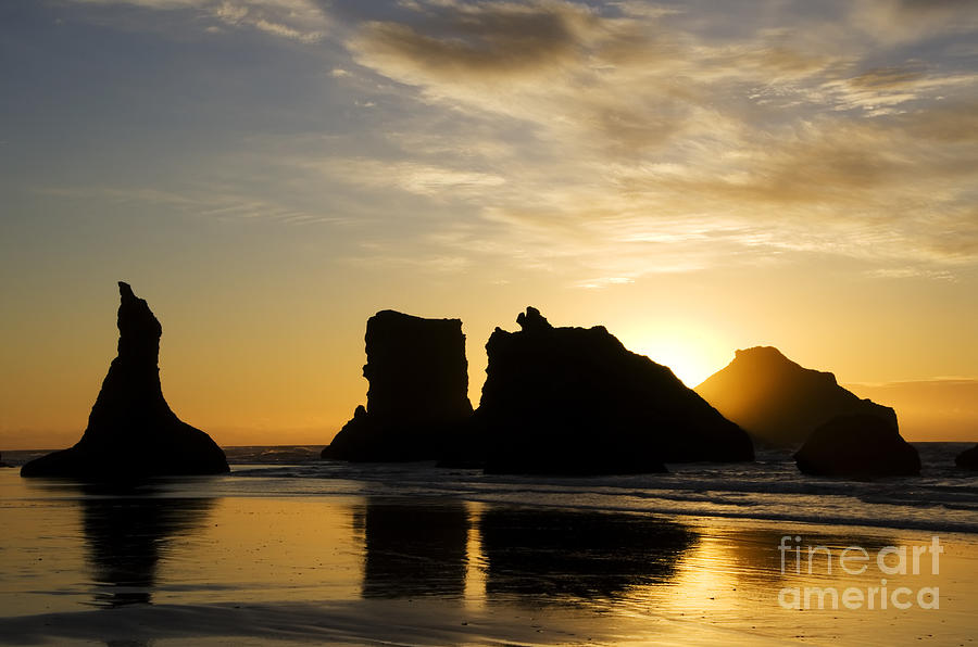 Sunset Photograph - Oregon Sunset Bandon Beach by Bob Christopher