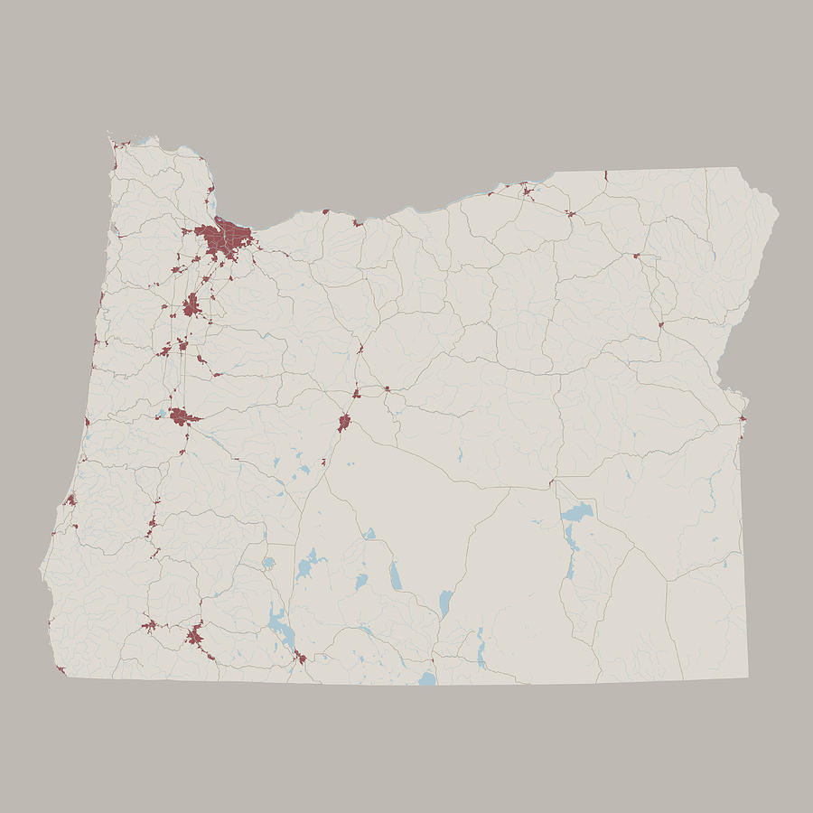 Oregon US State Road Map Drawing by FrankRamspott
