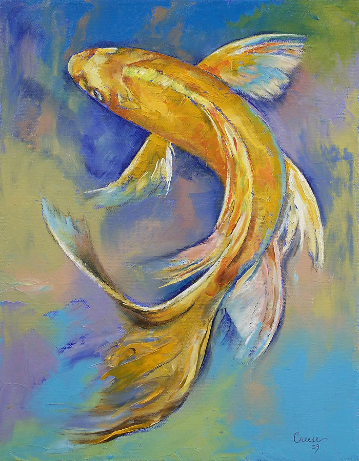 Orenji Butterfly Koi Painting by Michael Creese