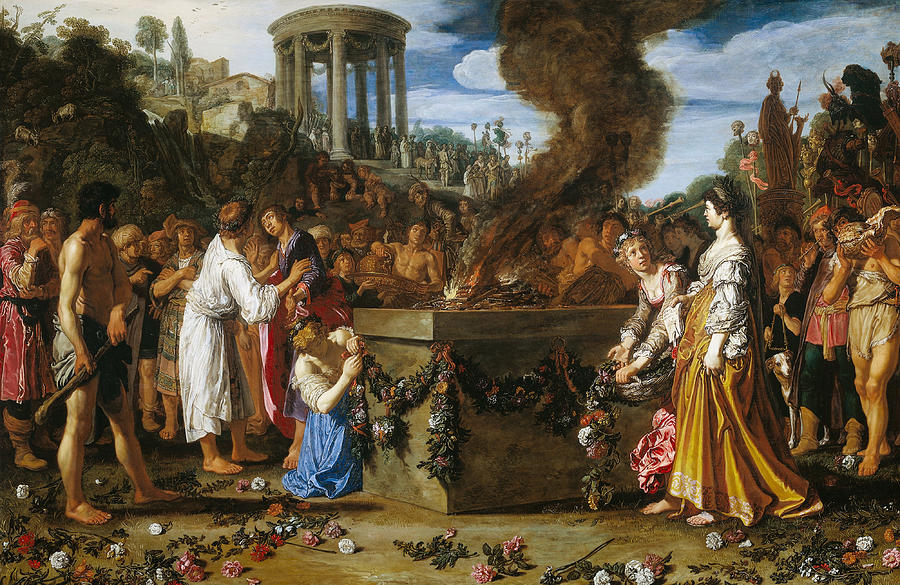 Orestes and Pylades Disputing at the Altar Painting by Pieter Lastman