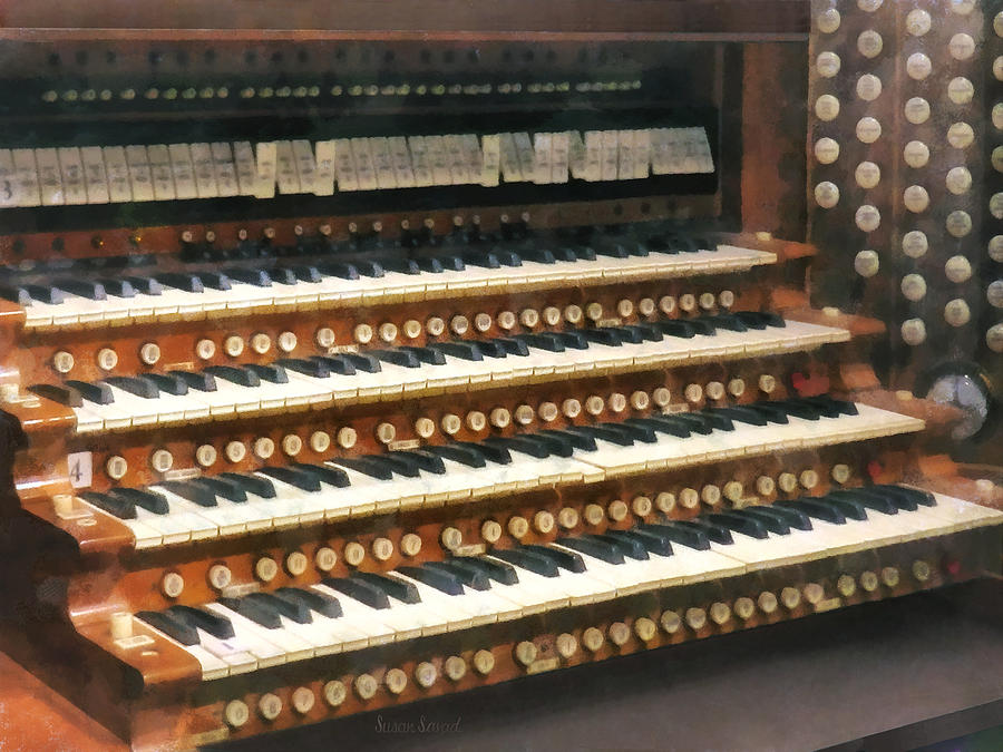 Music Photograph - Organ Keyboard by Susan Savad
