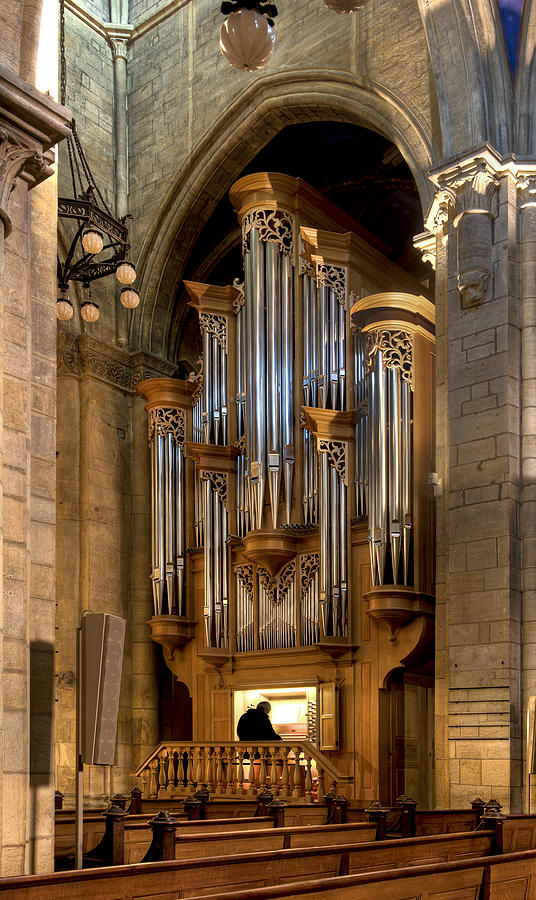 Organ with organist Photograph by Charles Lupica