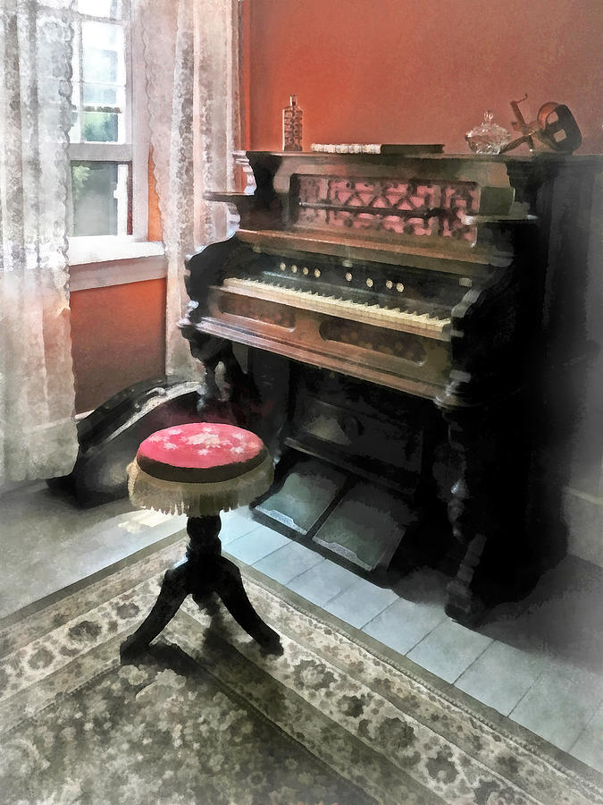 Organ With Petit Point Stool Photograph by Susan Savad