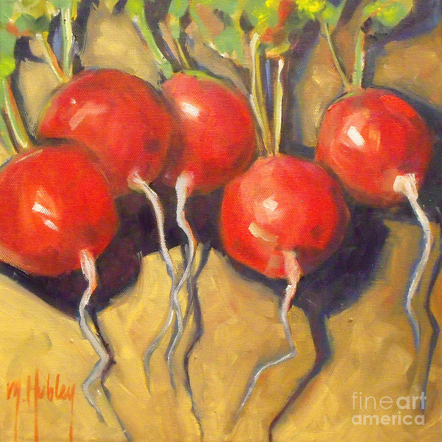 Organic Radishes Still Life Painting by Mary Hubley