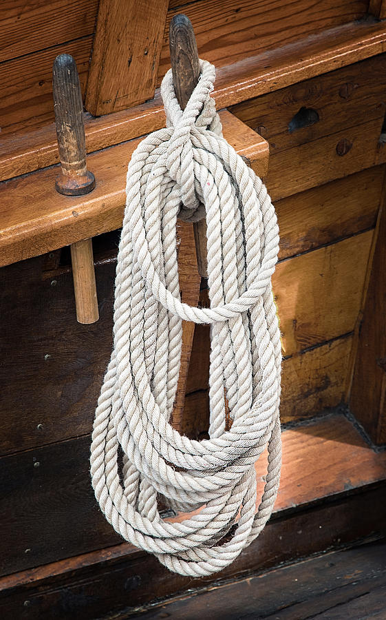 Orgnized Ropes On Vintage Sailing Vessel Photograph by Gary Slawsky