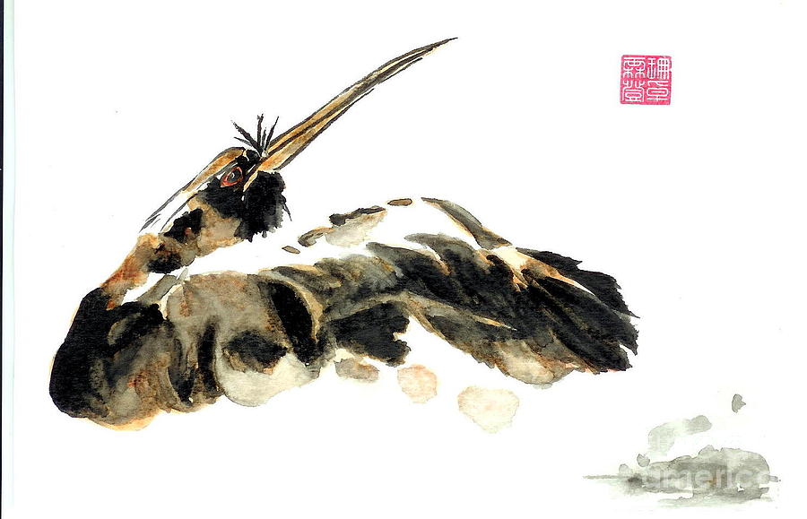 Oriental bird Painting by Sandy Linden