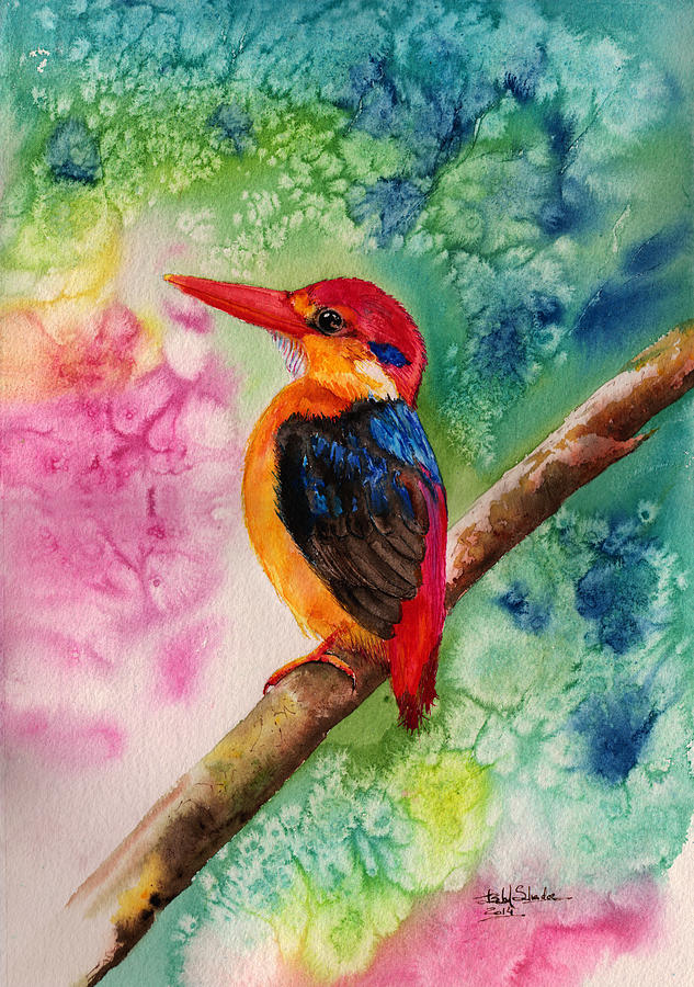 Oriental Dwarf Kingfisher Painting by Isabel Salvador