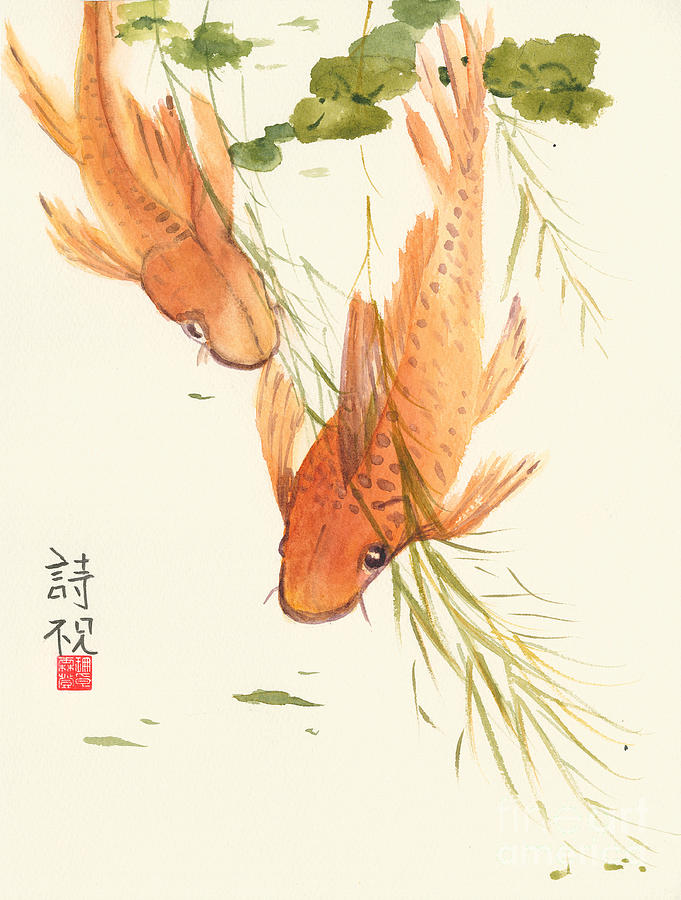 Fish Painting - Oriental Koi II by Sandy Linden