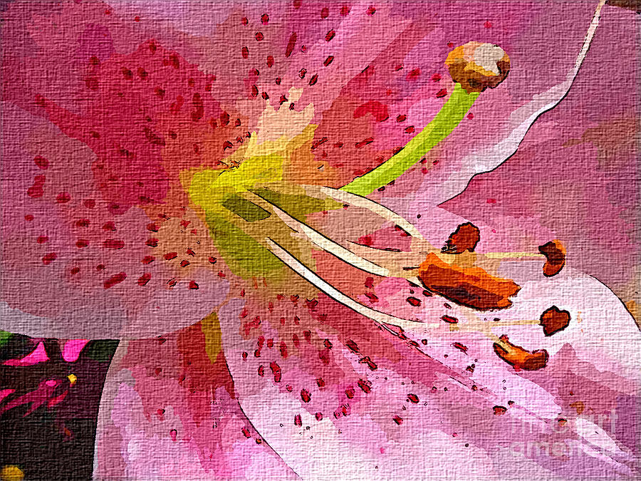 Oriental Lily in Watercolor Photograph by Barbara A Griffin