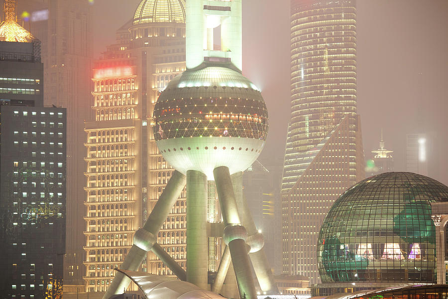 Oriental Pearl Tower And Skyscrapers Of Photograph by Matteo Colombo
