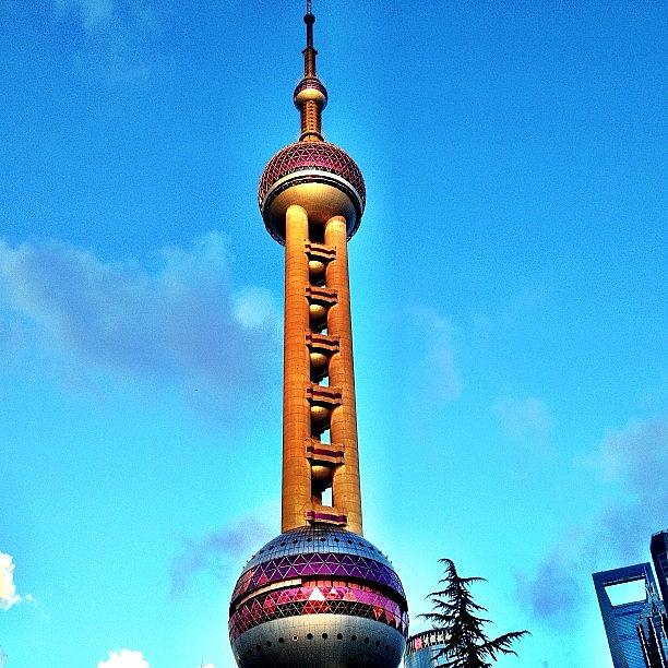 Oriental Pearl Tower Or A Fairly Large Photograph by The Fun Enthusiast 