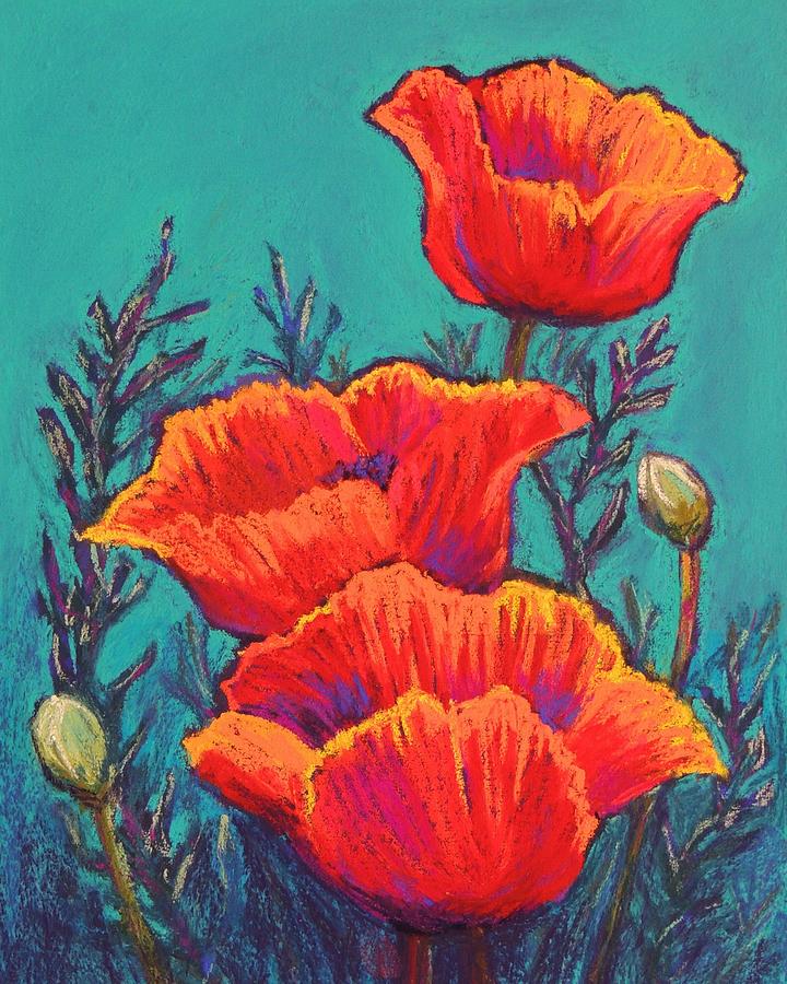Oriental Poppies Pastel by Candy Mayer