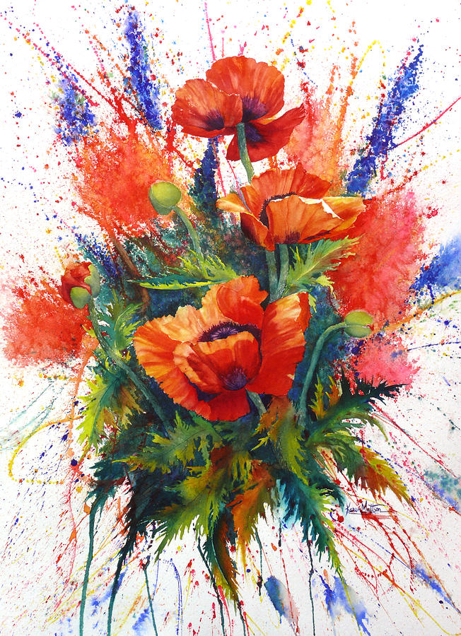 Poppy Painting - Oriental Poppy Chaos by Karen Mattson
