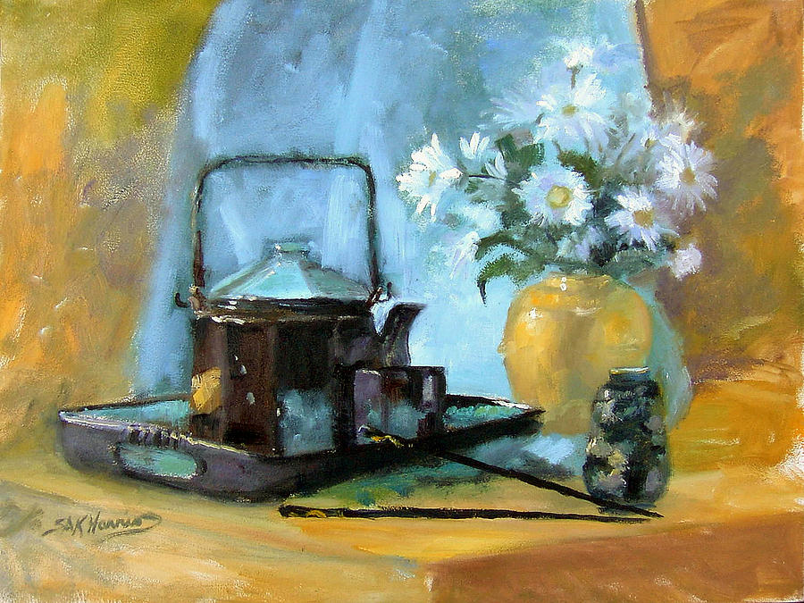 Cup Painting - Oriental Teapot by Sharen AK Harris
