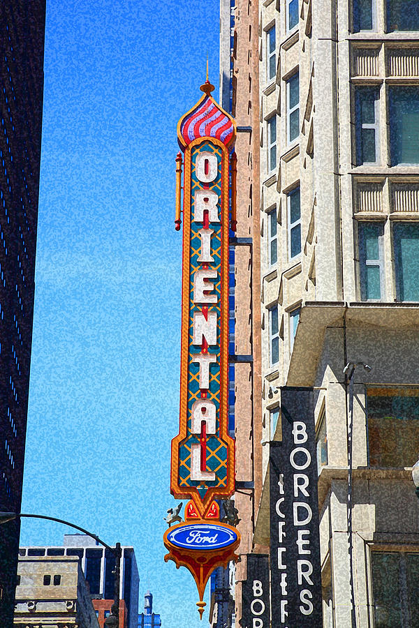 Oriental Theater with Sponge Painting Effect Photograph by Frank Romeo