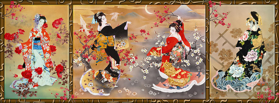 Oriental Triptych Digital Art by MGL Meiklejohn Graphics Licensing