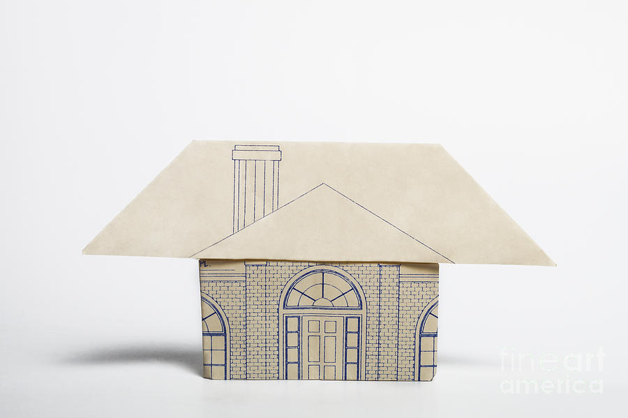 Origami house made from blueprints Photograph by Diane Macdonald | Pixels