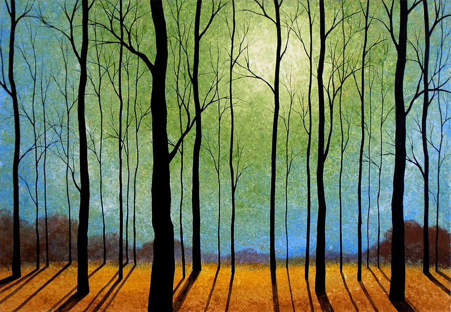 Trees Rainbow Fine Art Giclee Print Shadows Landscape 8x10 Pastel Painting