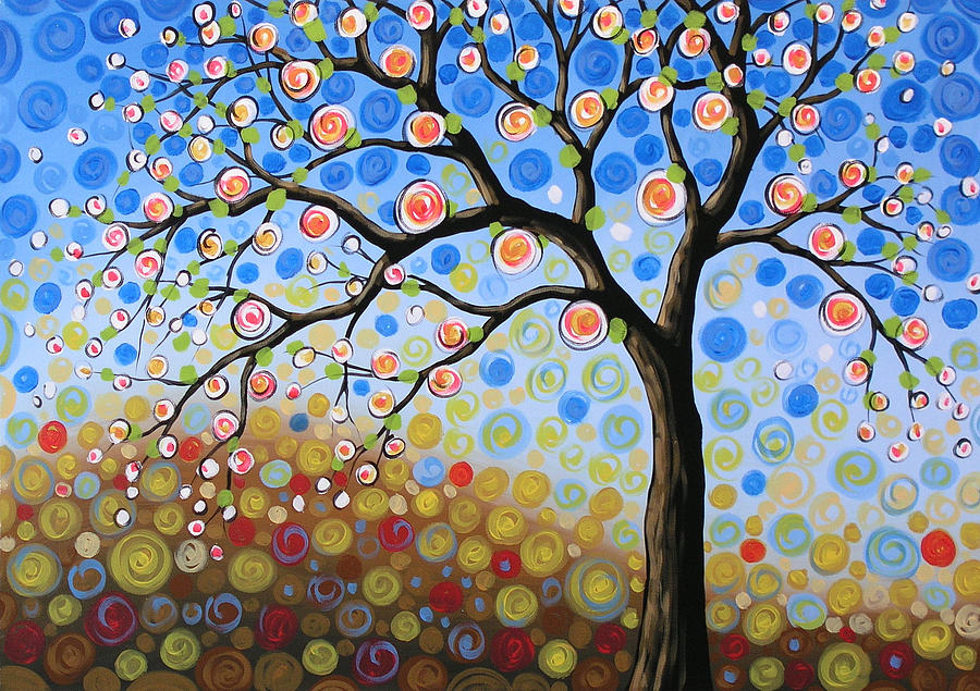 Original Abstract Landscape Tree Art Painting ... Blue Sky Mine Painting by Amy Giacomelli