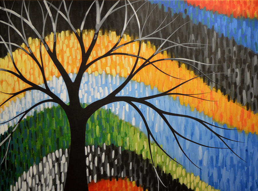 Tree Painting - Original Abstract Landscape Tree Art Painting ... Tree of Life by Amy Giacomelli