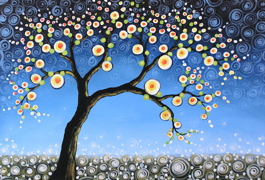Original Abstract Modern Tree Landscape Kissing Tree Painting by Amy Giacomelli