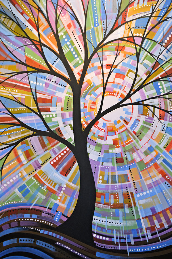 Original Abstract Tree Landscape Painting ... Here Comes the Sun Painting by Amy Giacomelli