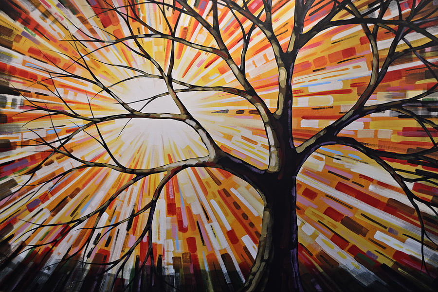 Original Abstract Tree Landscape Painting ... Shine Painting by Amy Giacomelli