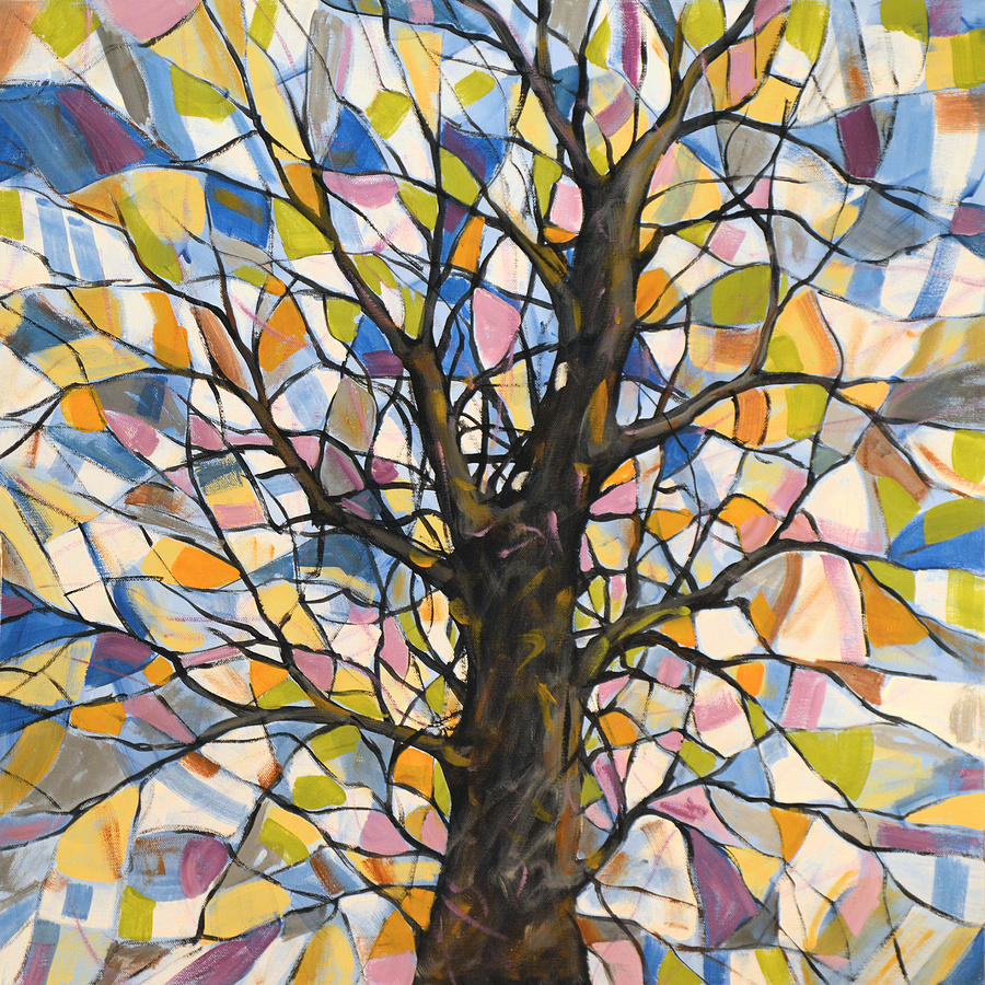 Original Abstract Tree Landscape Painting ... Stained Glass Tree #1 Painting by Amy Giacomelli