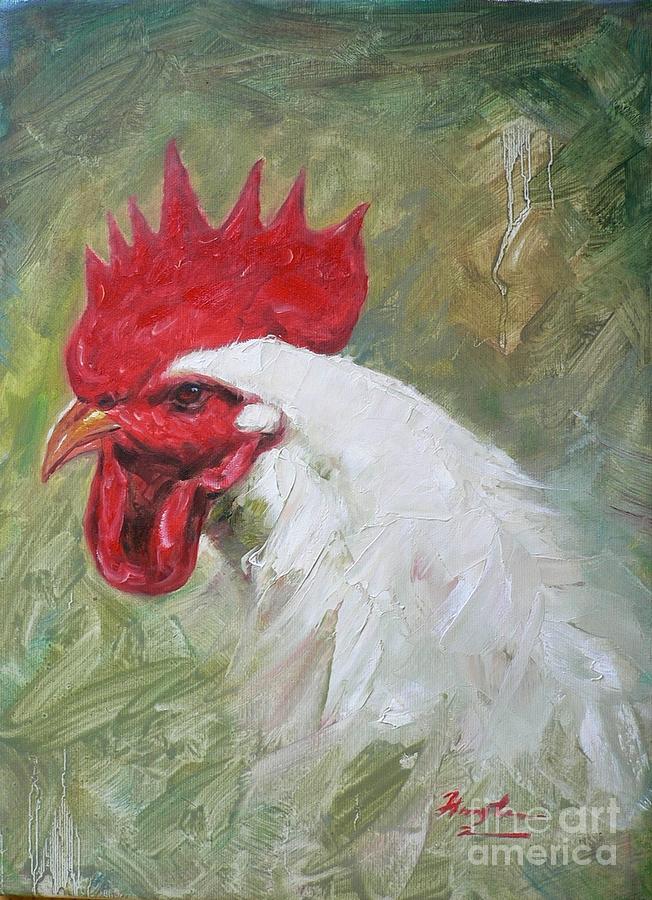 Original Animal Oil Painting Art-cock Painting by Hongtao Huang