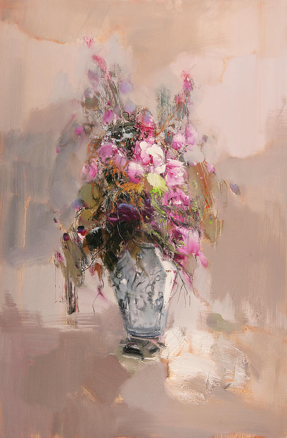 Original Artwork Of Pink Flowers Painting by George Lee | Fine Art America