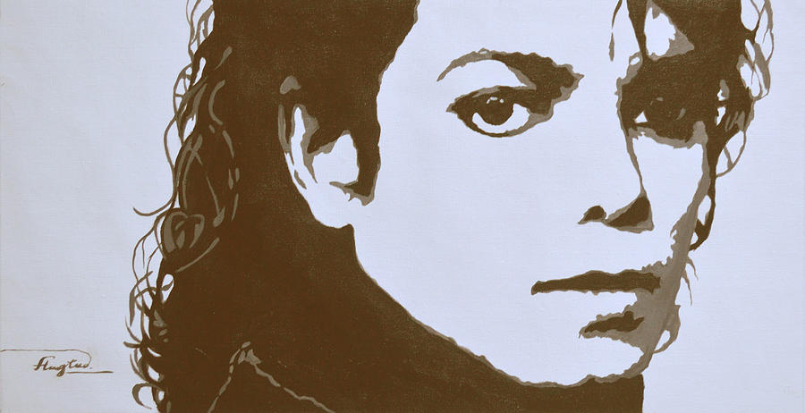 original black an white acrylic paint art- portrait of Michael Jackson#16-2-4-12 Painting by Hongtao Huang