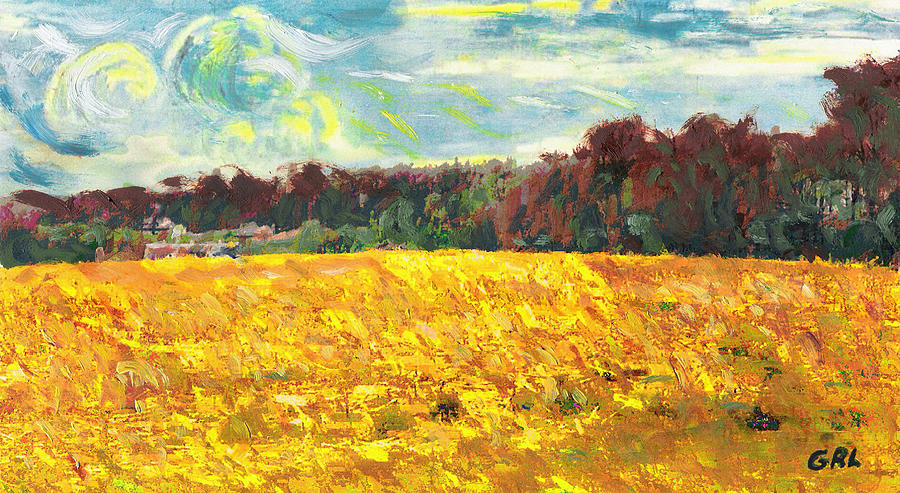 Vincent Van Gogh Painting - Original Fine Art Digital Autumn Fields Maryland by G Linsenmayer