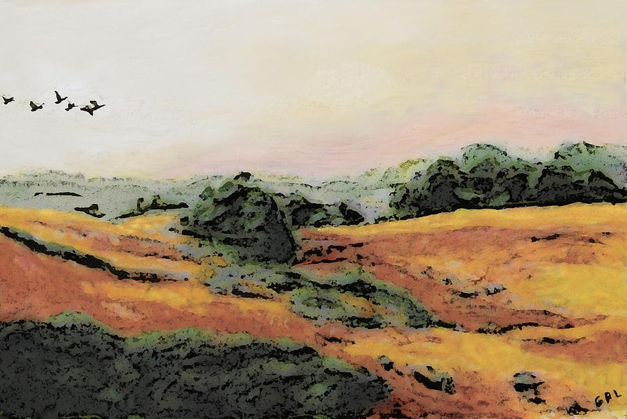 Original Fine Art Painting Landscape Maryland Fields Detail Painting by G Linsenmayer