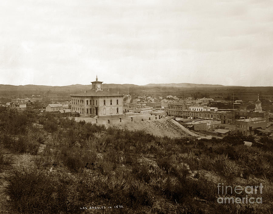 Los Angeles Photograph - Original High School Pound Cake Hill  Los Angeles California circa 1873 by Monterey County Historical Society