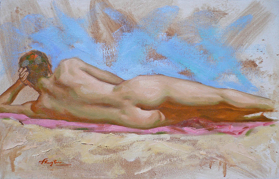Original Impression Gay Man Body Art Male Nude On Canvas-78 Painting by Hongtao Huang