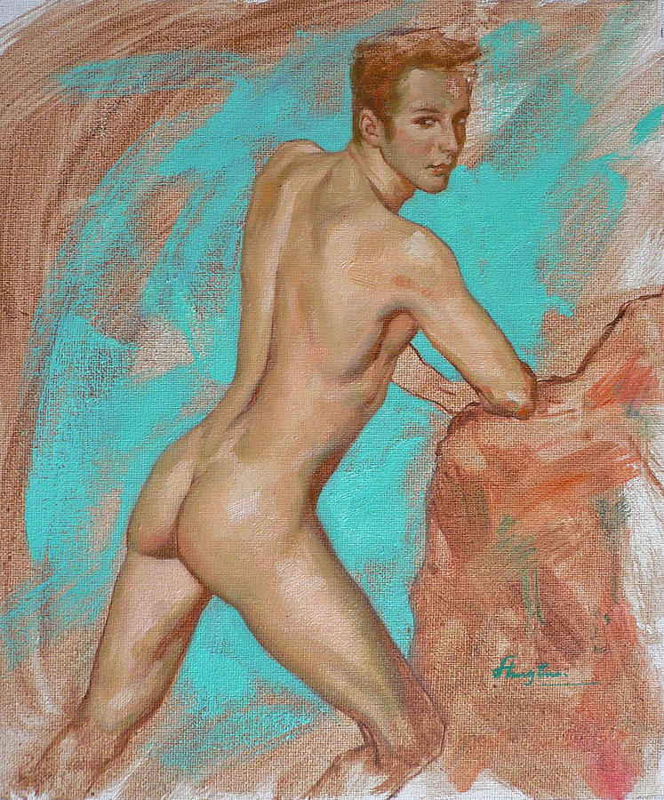 Original Impression Man Body Oil Painting Male Nude On Canvas#16-2-6-05 Painting by Hongtao Huang
