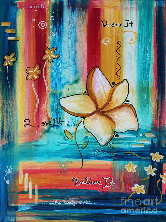 Original Inspirational Uplifting Floral Painting Inspiring Quote By