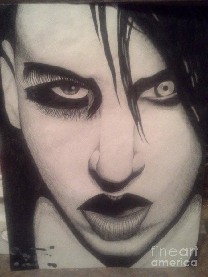 Portrait Drawing - Original Marlyin Manson by Cena Lindenmuth