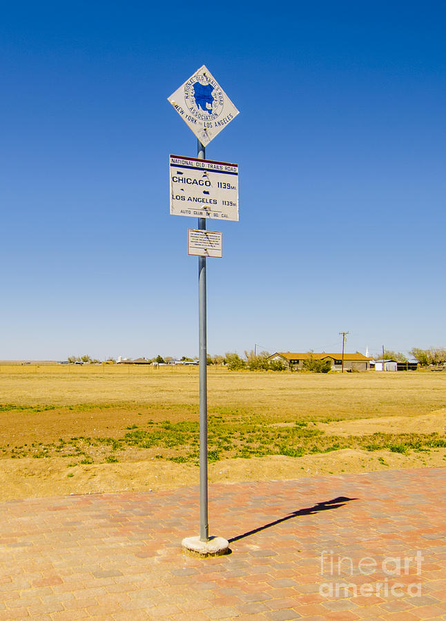 Original Midpoint of Route 66 Signs in Adrian Texas Photograph by Deborah Smolinske